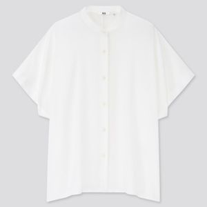 White stand collar blouse